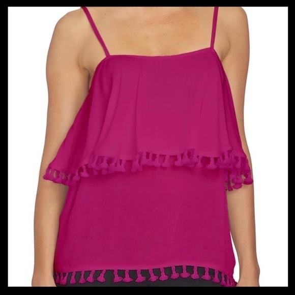1. State Tahiti Tassel Trim Blouse Tropic Berry - Picture 4 of 8